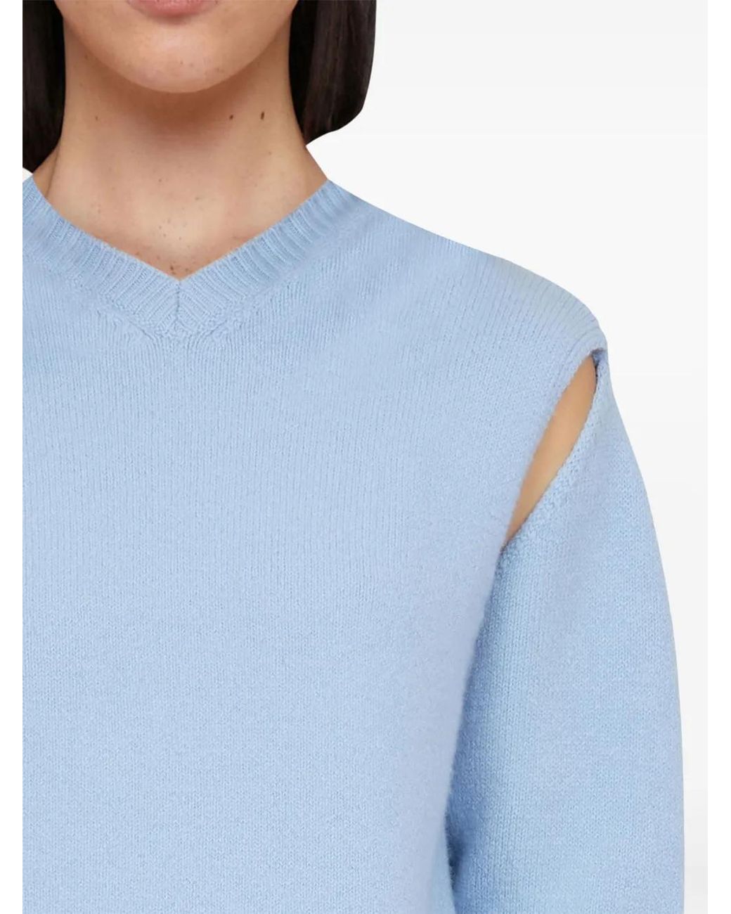 Ferragamo Blue Layered Cashmere Sweater