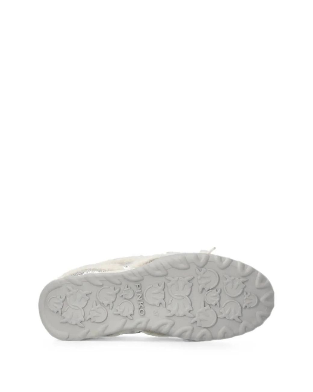 Pinko White Lather Sneakers With Faux Fur Details
