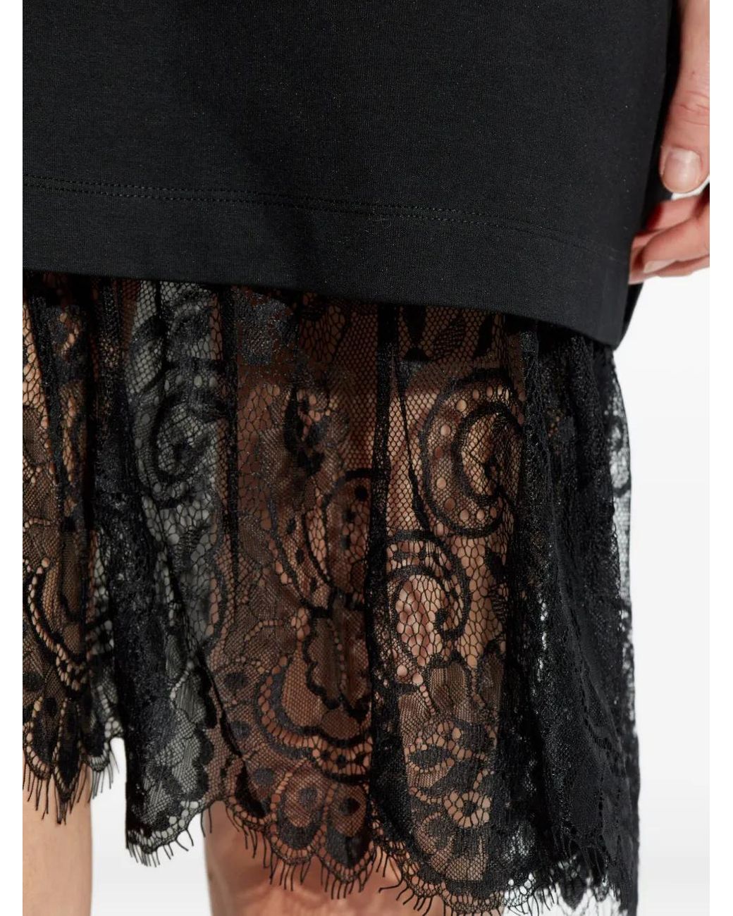Munthe Black Rose Lace-Trim T-Shirt Dress