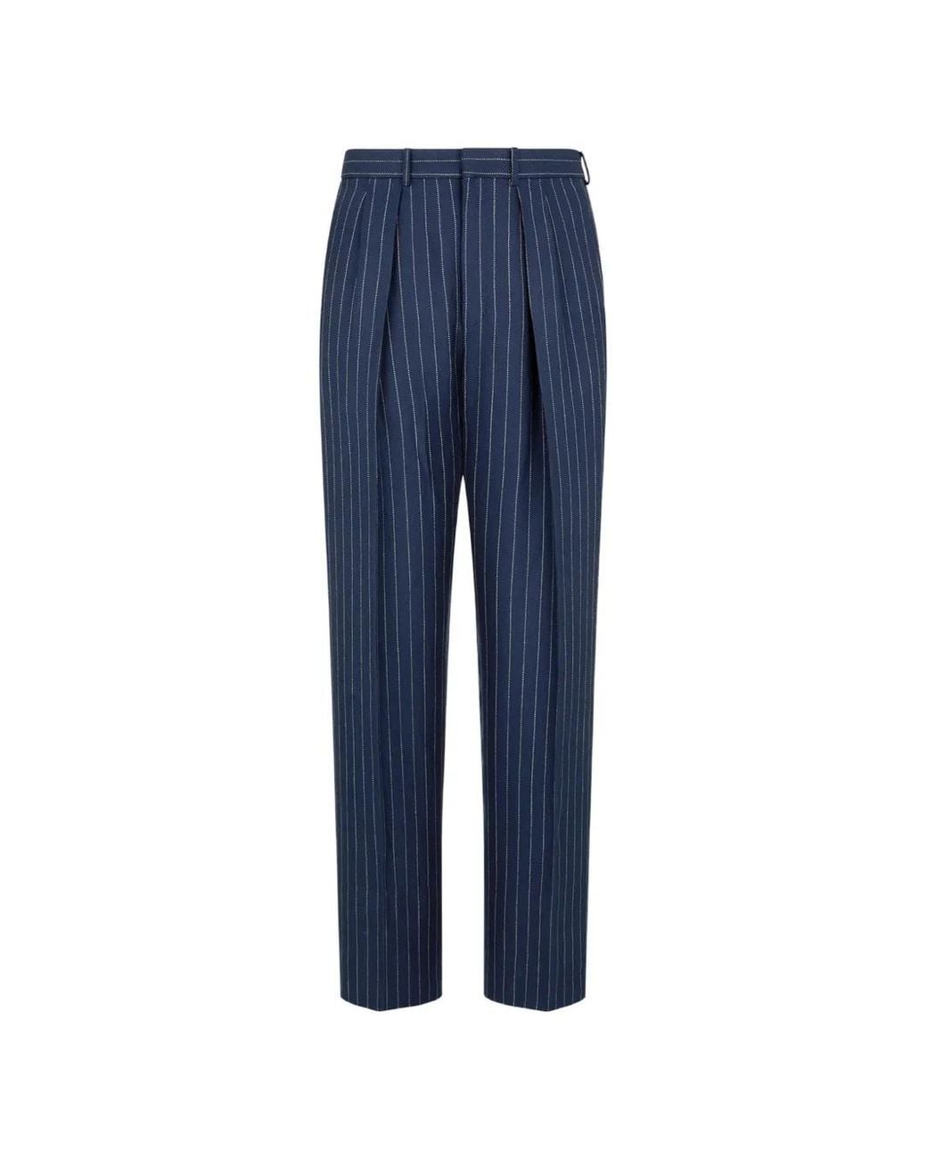 Tom Ford Blue Striped Pleated Trousers for men