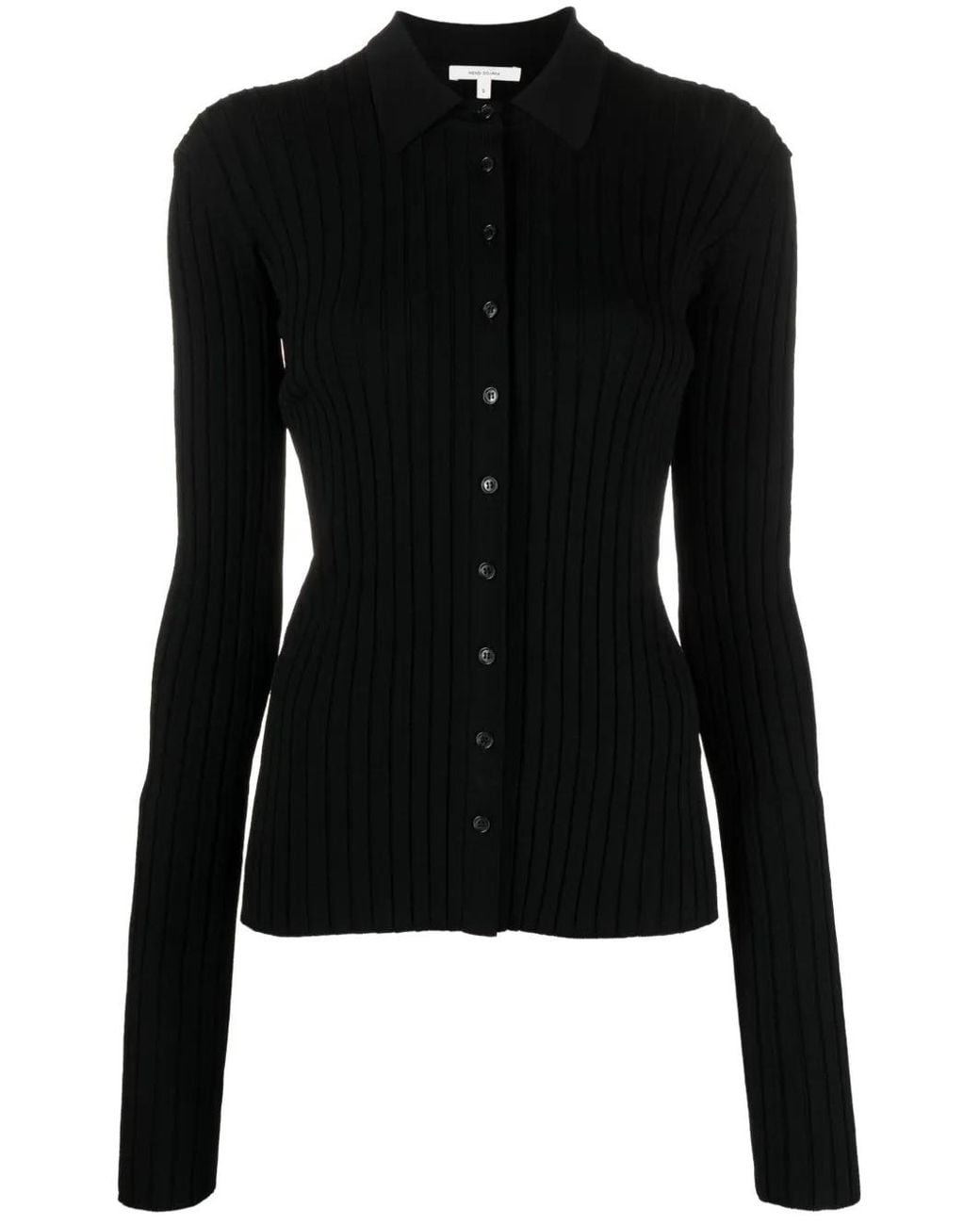 Nensi Dojaka Black Straight-Point Collar Pleated Top