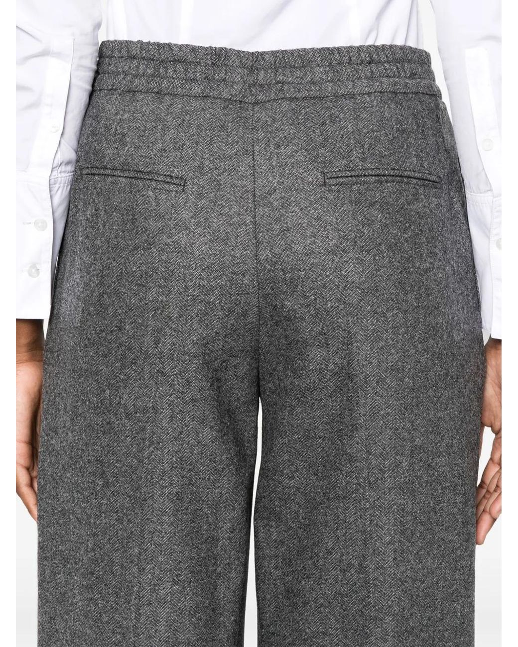 PT Torino Gray Herringbone Trousers