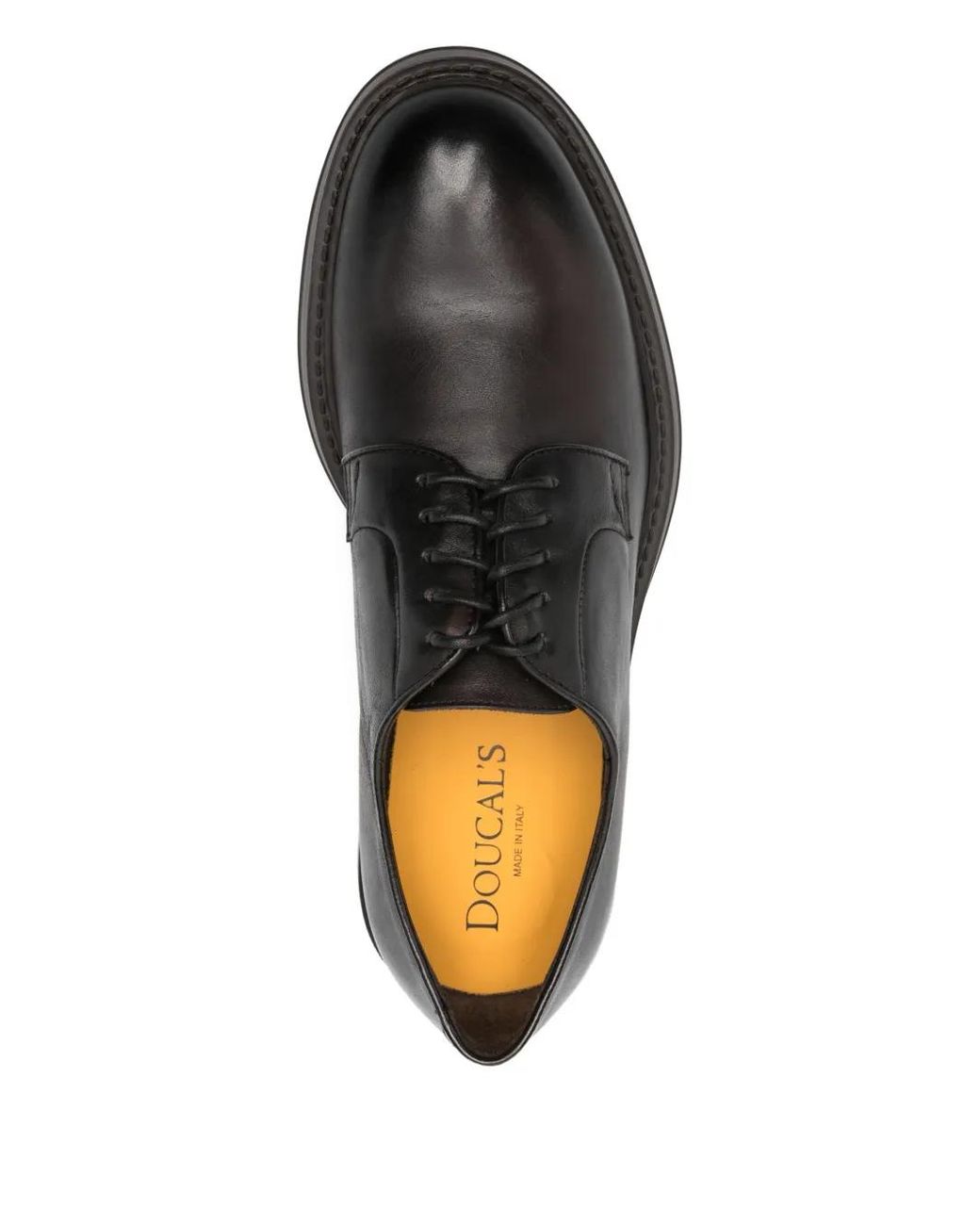 Doucal's Black Leather Derby Shoes for men