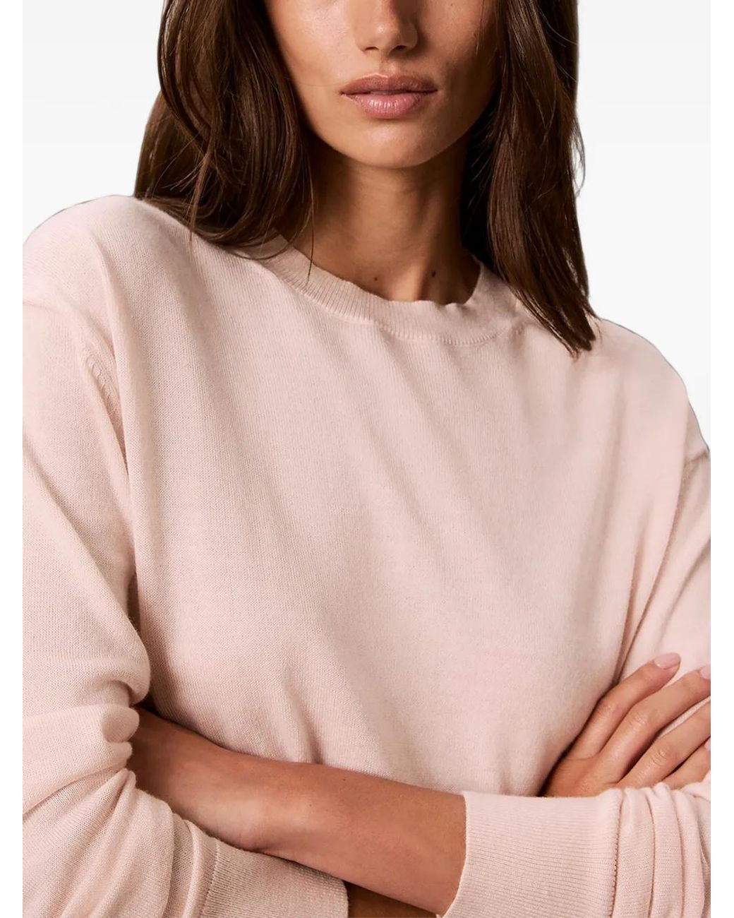 Calvin Klein White Crew-Neck Long-Sleeve Sweater