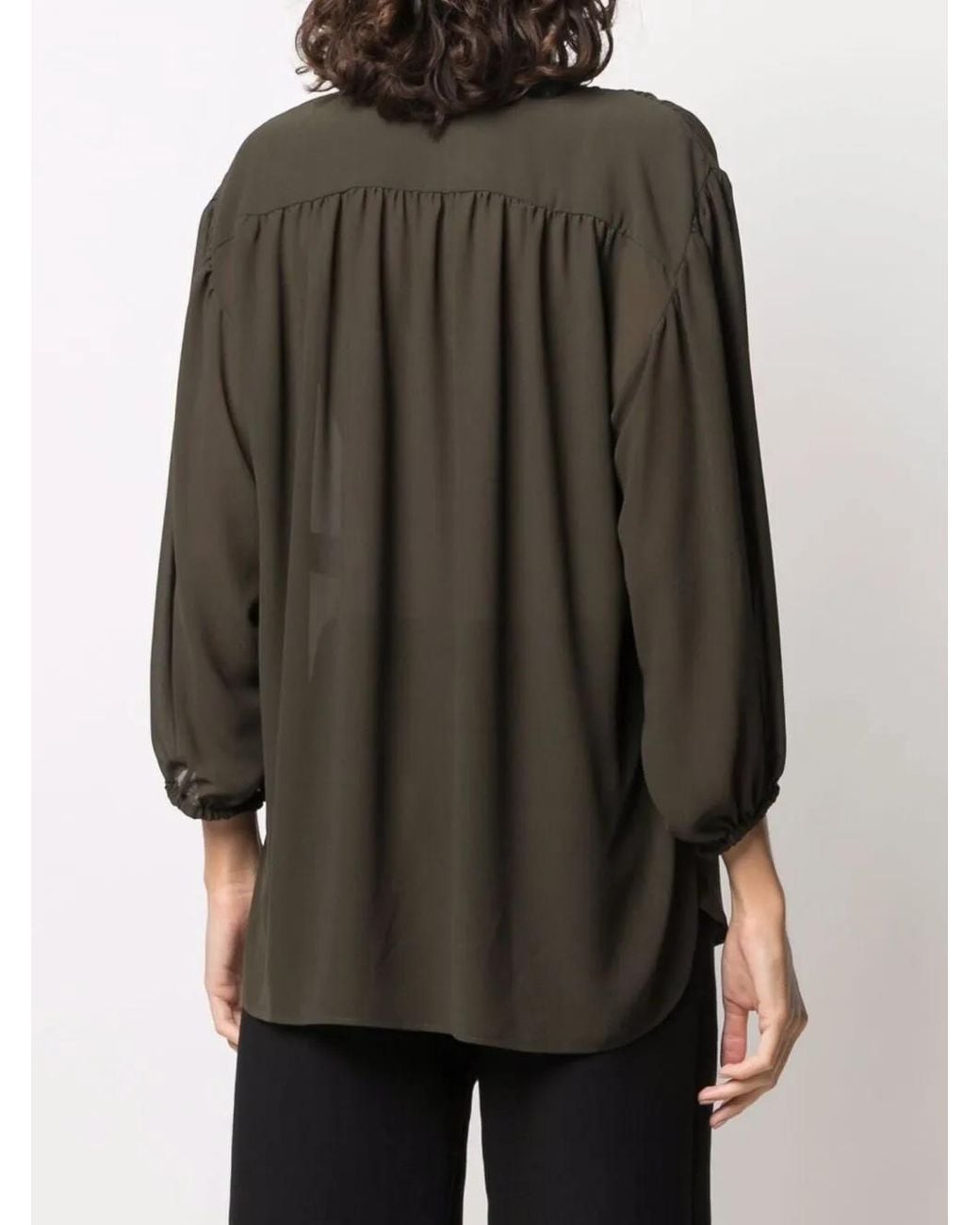 Blanca Vita Black Begonia Lace-Up Front Blouse