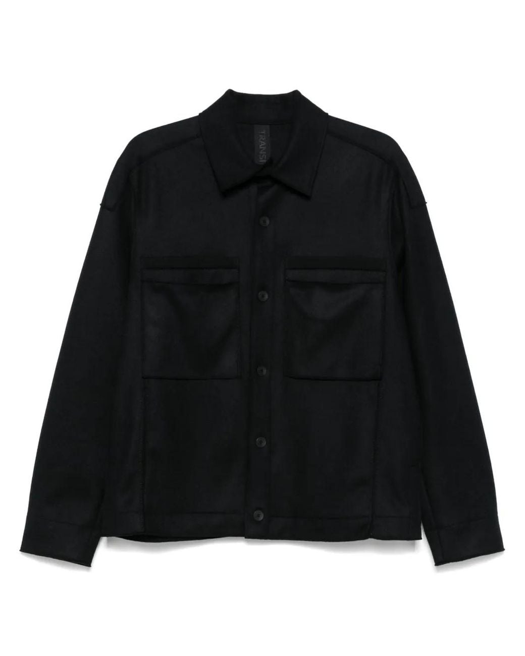 Transit Wollen Gerafeld Shirtjack in het Black voor heren