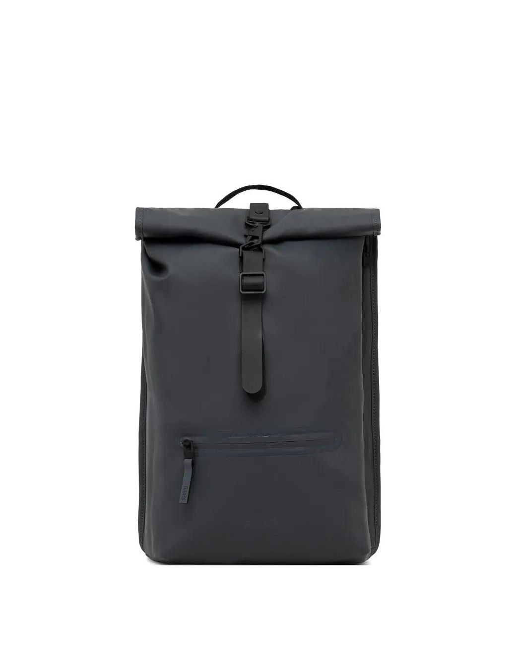 Large Rains Backpack Rains Rolltop Buckled Backpack in Black | Lyst