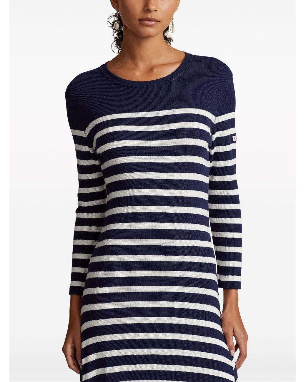 tahari asl blue dress Polo Ralph Lauren Women's Striped Ruffled Cotton Wrap Dress Ivory/Royal  Stripe main image 0