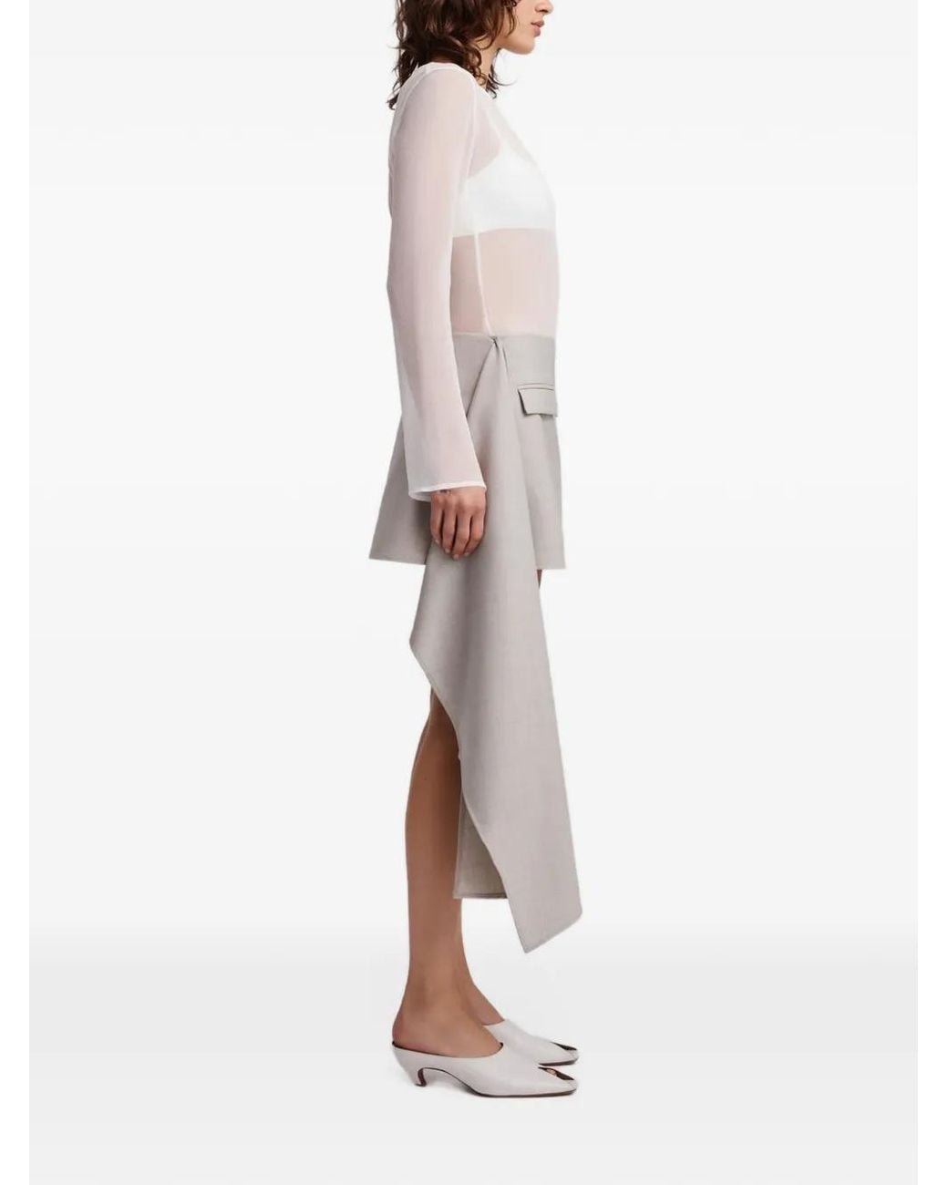 Anna Quan White Ascoli Draped Mini Skirt