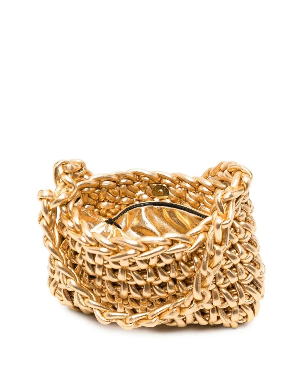 Maria Calderara Metallic Woven-Design Chain-Strap Tote Bag