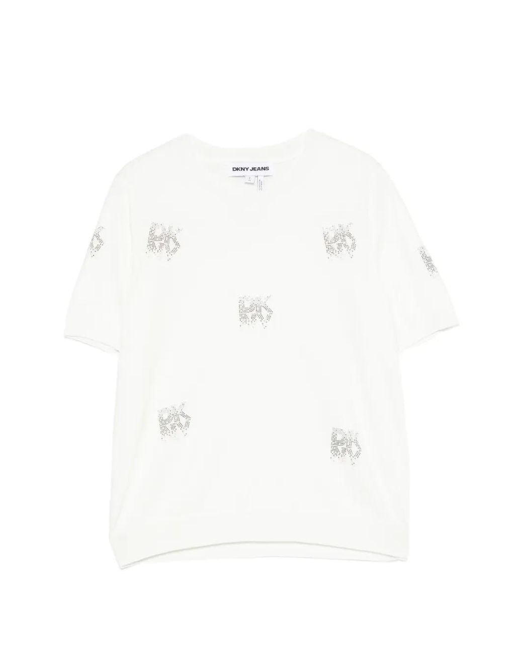 DKNY White Crystal-Embellished Raglan-Sleeve Top