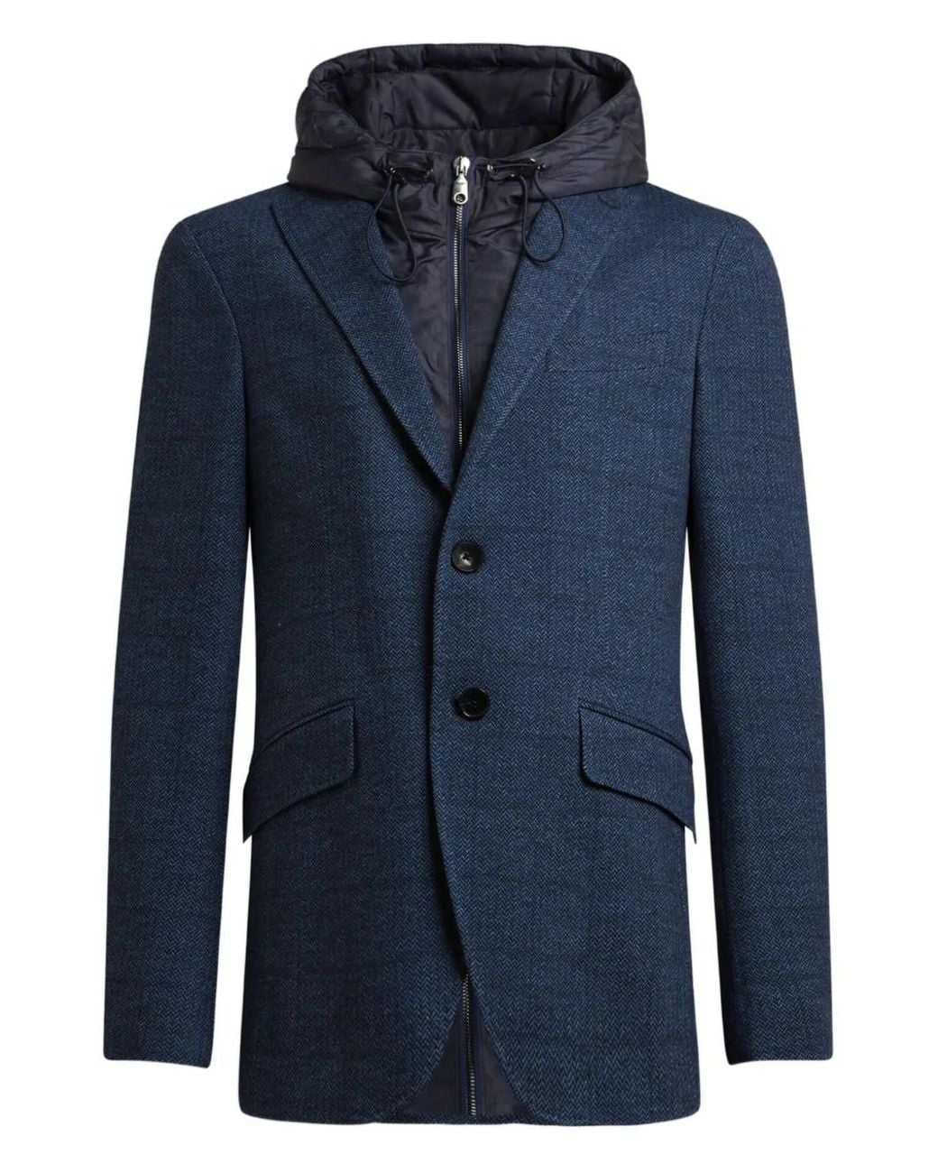 Etro Blue Jersey Jacket With Removable Bib And Hood for men