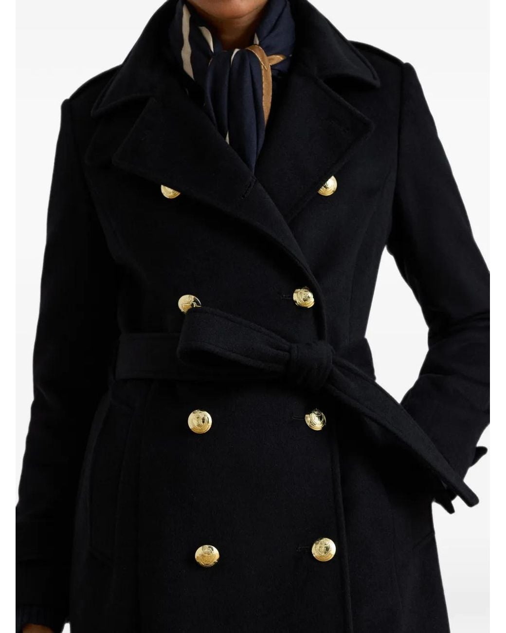 Ralph Lauren Blue Double-Breasted Belted Coat