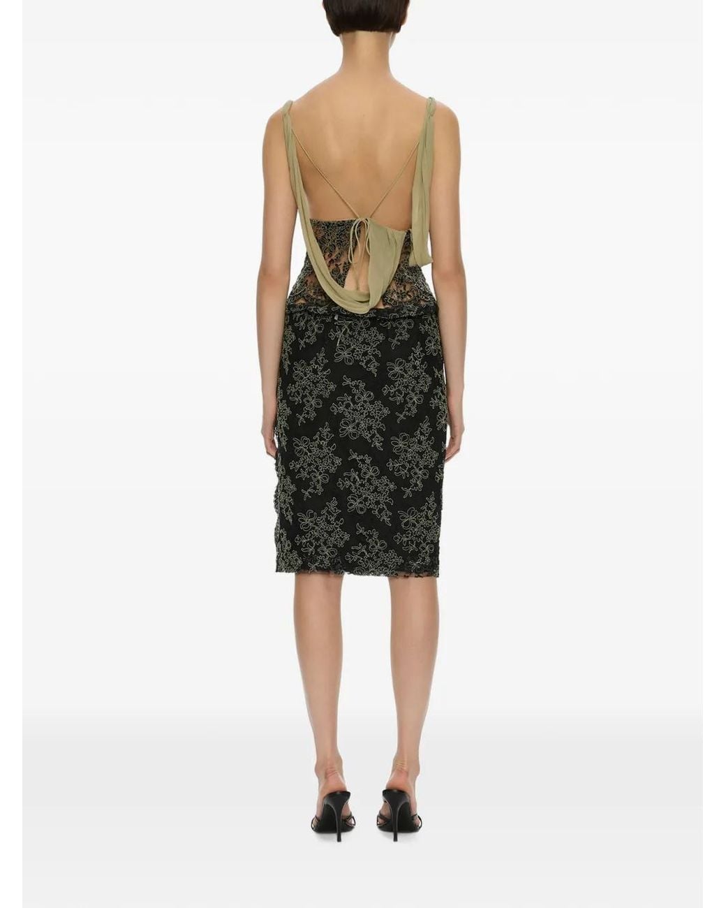 Christopher Esber Green Aluna Lace Draped Top