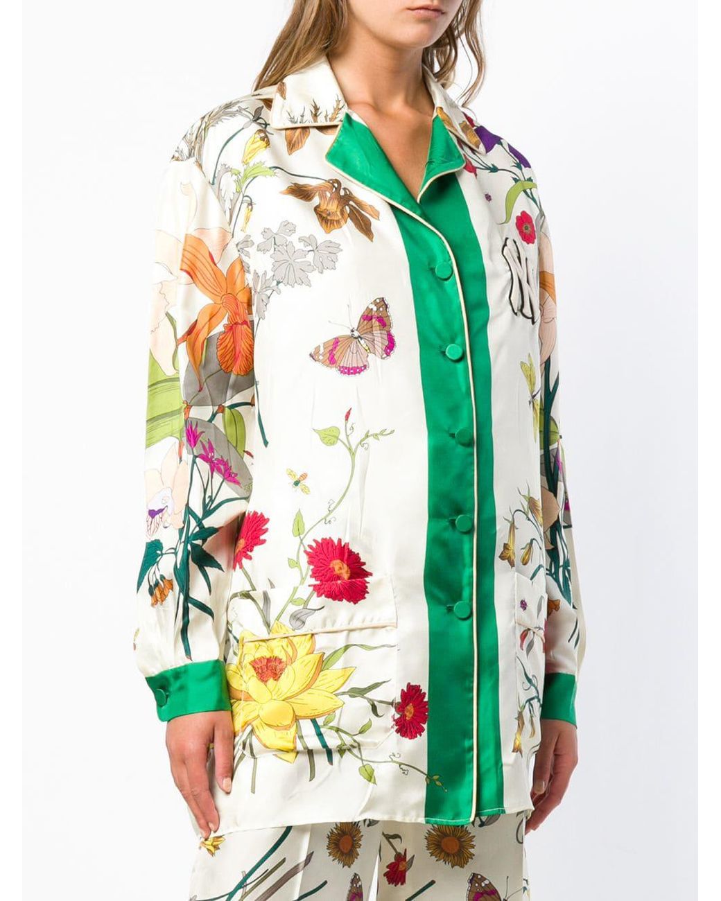 GUCCI★素敵！NY YANKEES GOTHIC FLORA TWILL SILK SHIRT JACKET GUCCI SHIRT NY YANKEES GOTHIC FLORA TWILL SILK JACKET TOP