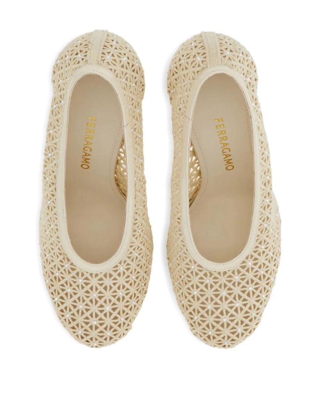 Ferragamo Natural Macramé Pumps