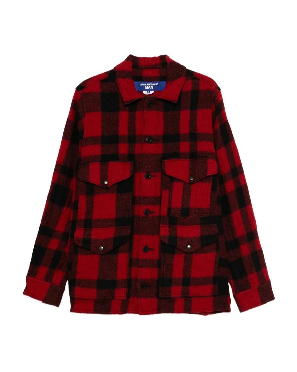 Junya Watanabe Red Check-Print Shirt Jacket for men