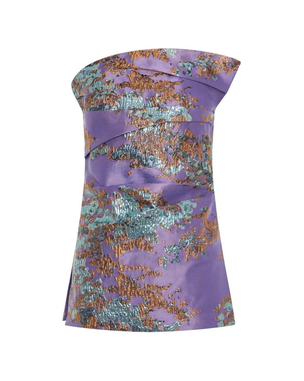 Anna Quan Purple Strapless Jacquard Blouse