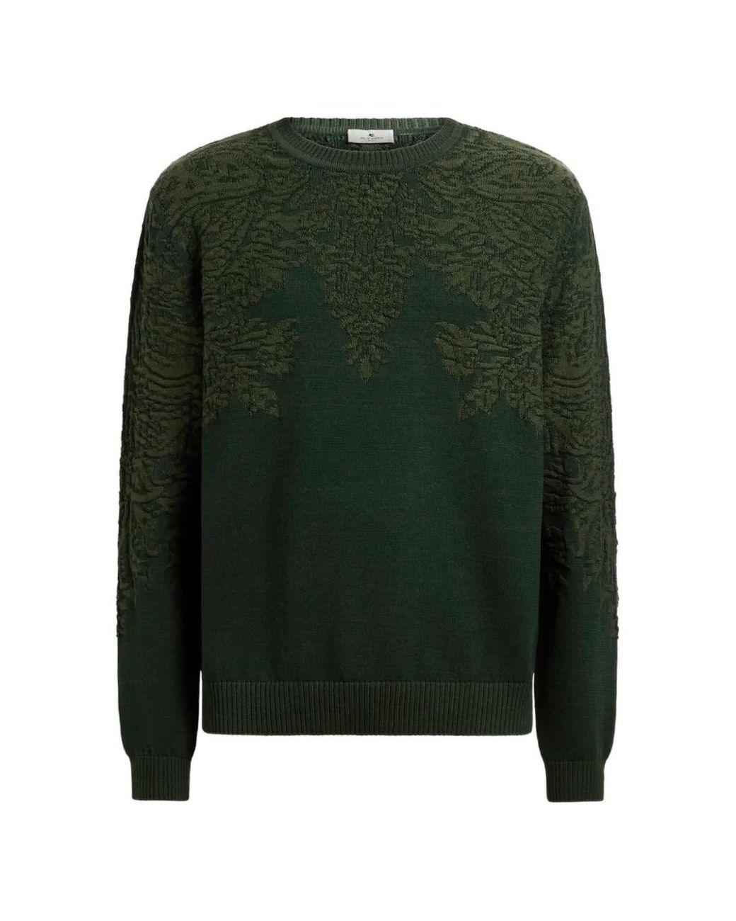 Etro Green Pull En Coton Et Laine À Motif Paisley for men