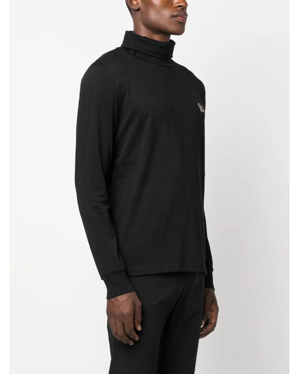 Paul Smith Black Zebra-Patch Roll-Neck Jumper for men