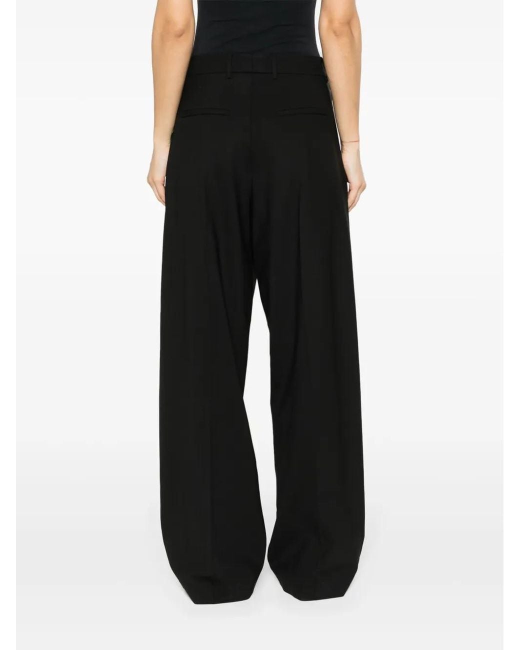 GIUSEPPE DI MORABITO Black High-Waisted Tailored Wool Trousers