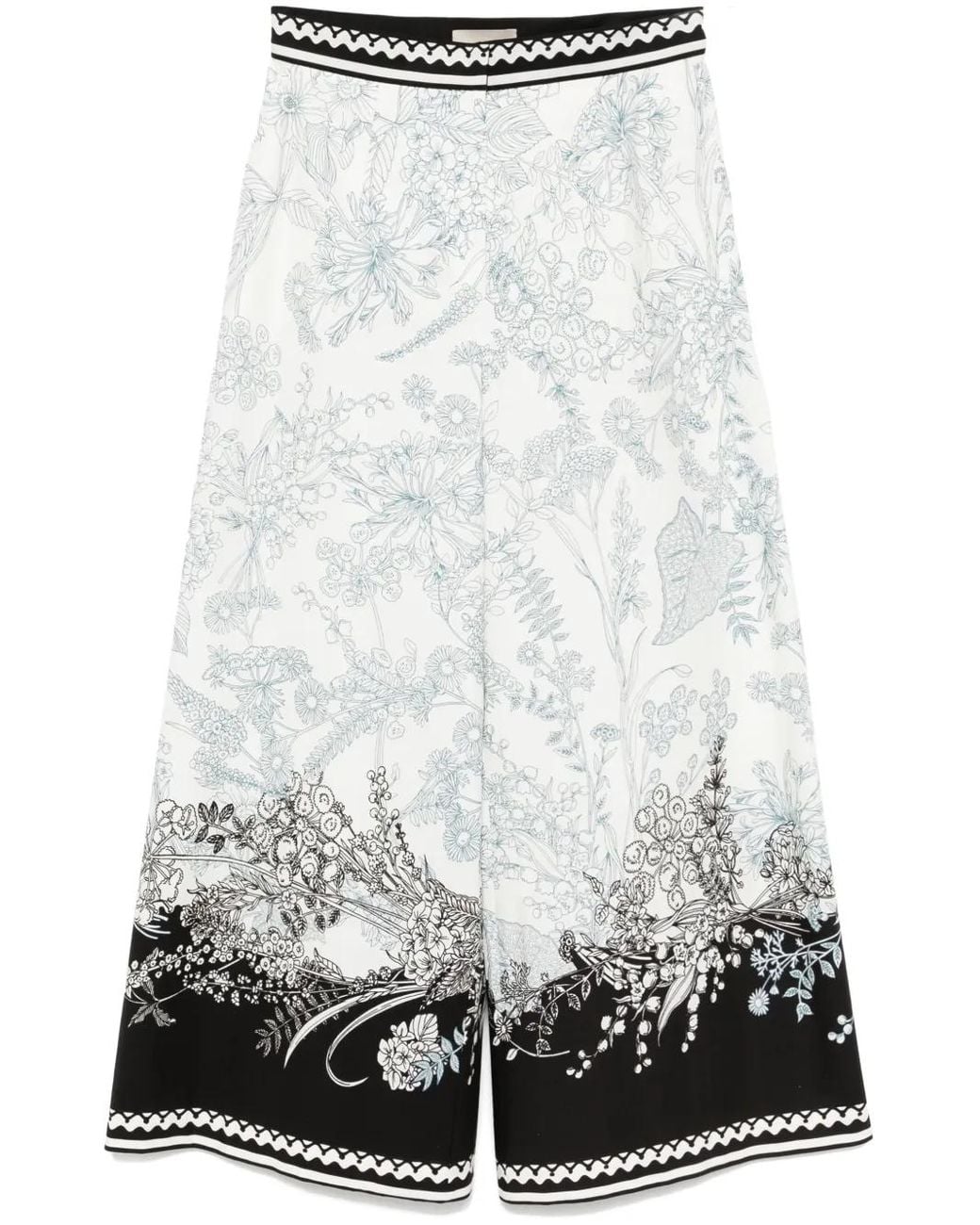 Elie Saab White Printed Cotton Pants