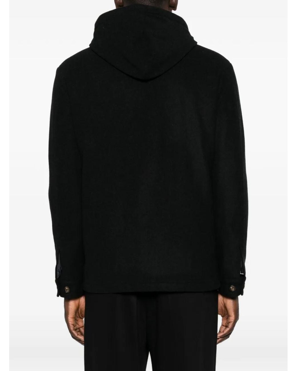 Eleventy Black Hooded Wool Jacket for men