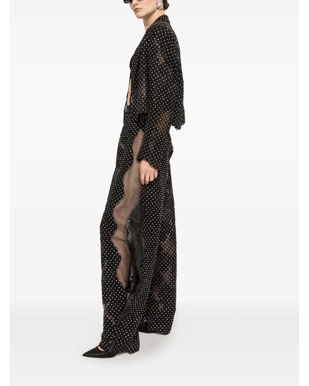 Nissa Black Embellished Lace Blazer