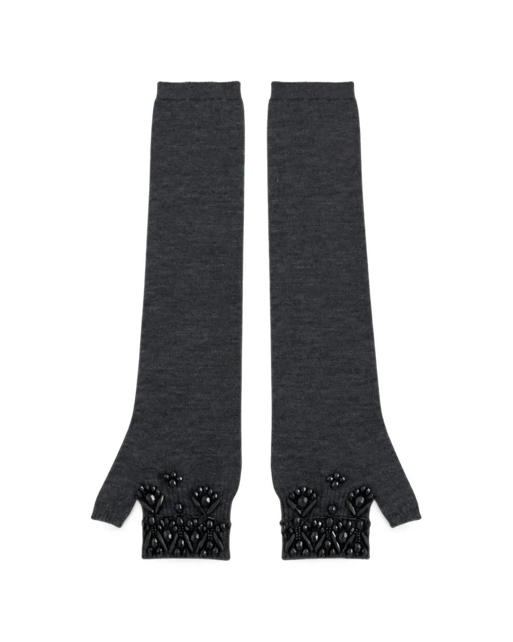 P.A.R.O.S.H. Black Bead-Embellished Fingerless Gloves