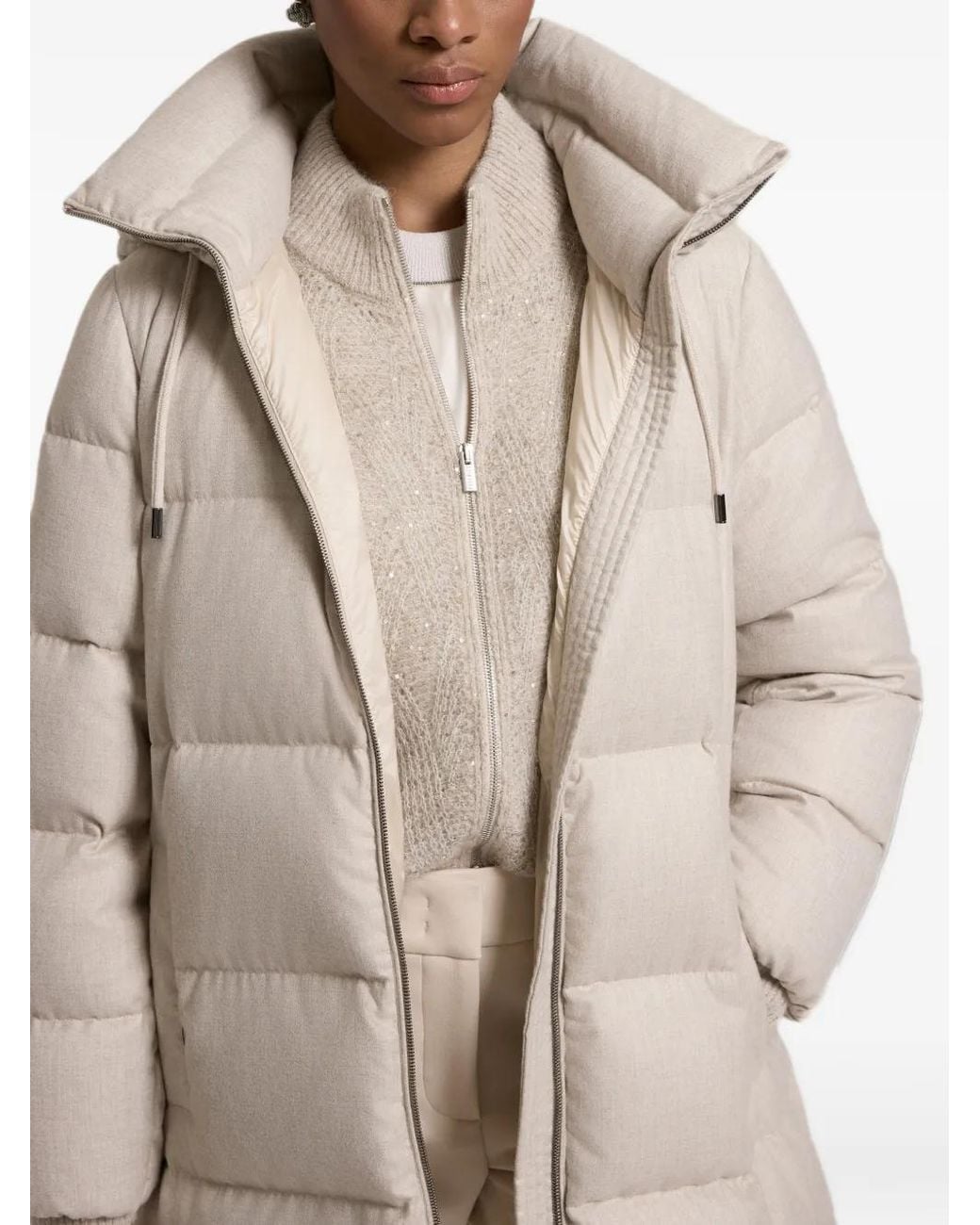 Peserico Natural Quilted Hooded Down Coat