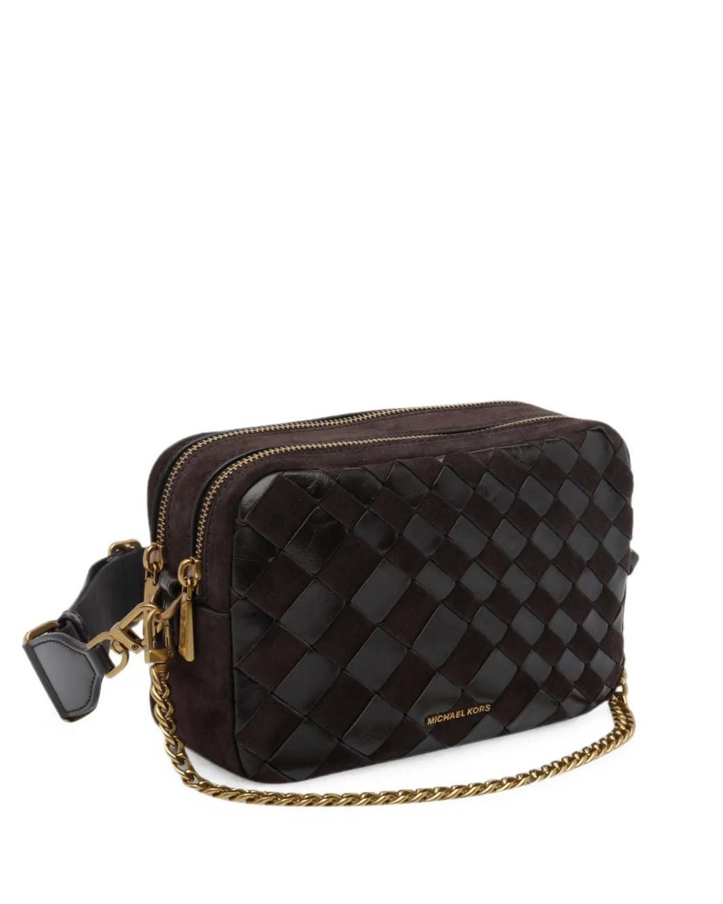MICHAEL Michael Kors Black Woven Leather Shoulder Bag