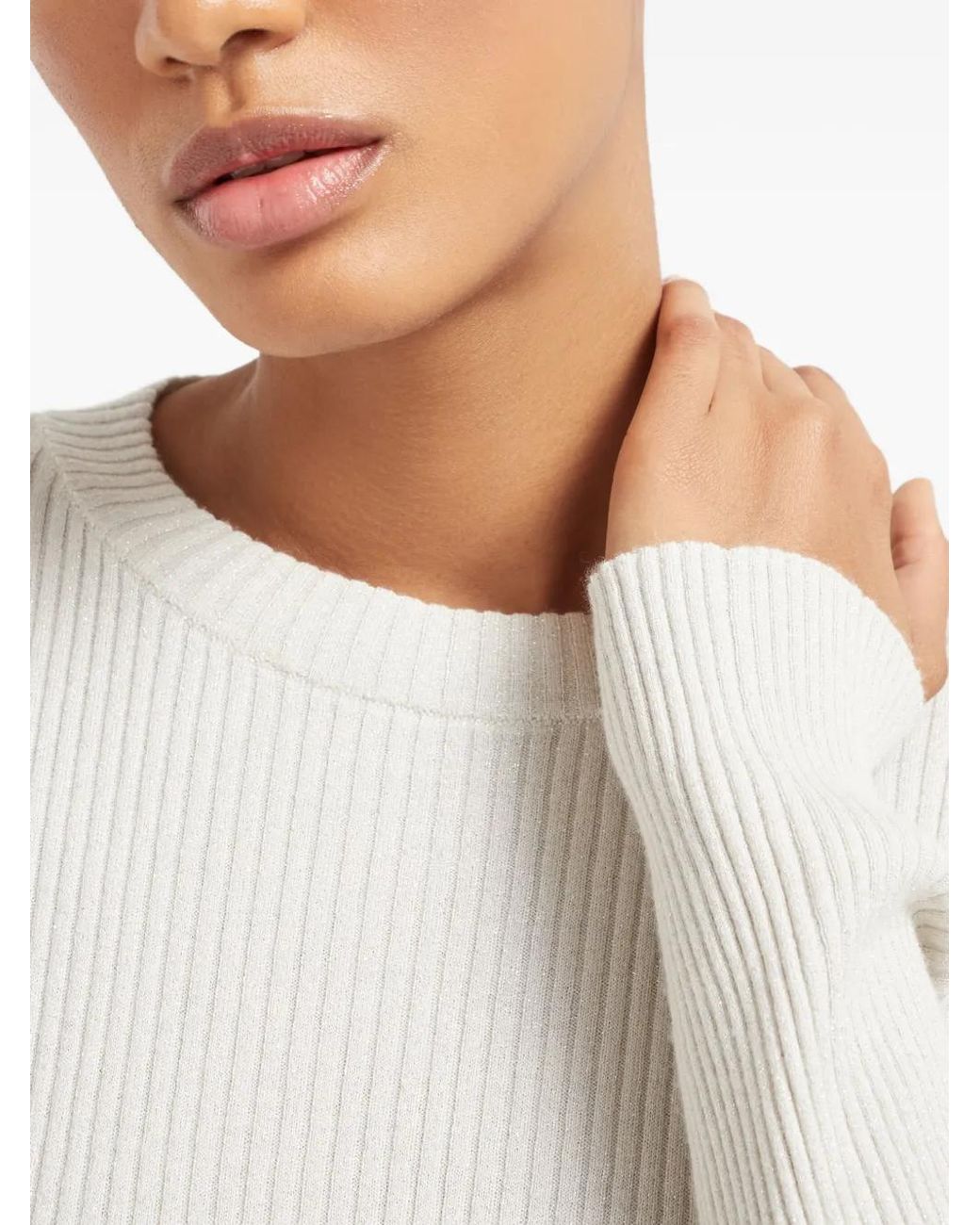 Brunello Cucinelli Multicolor Fine-Knit Long-Sleeved Top