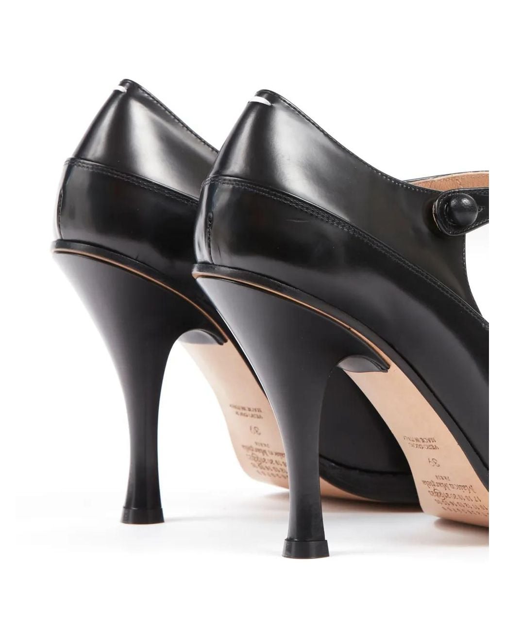 Maison Margiela Black Tabi Toe Leather Ankle-Strap Pumps