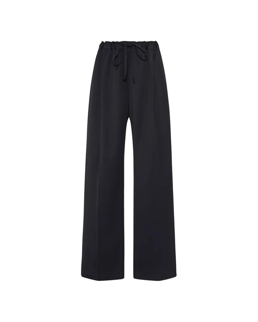 Another Tomorrow Blue Pleated Cotton Trousers
