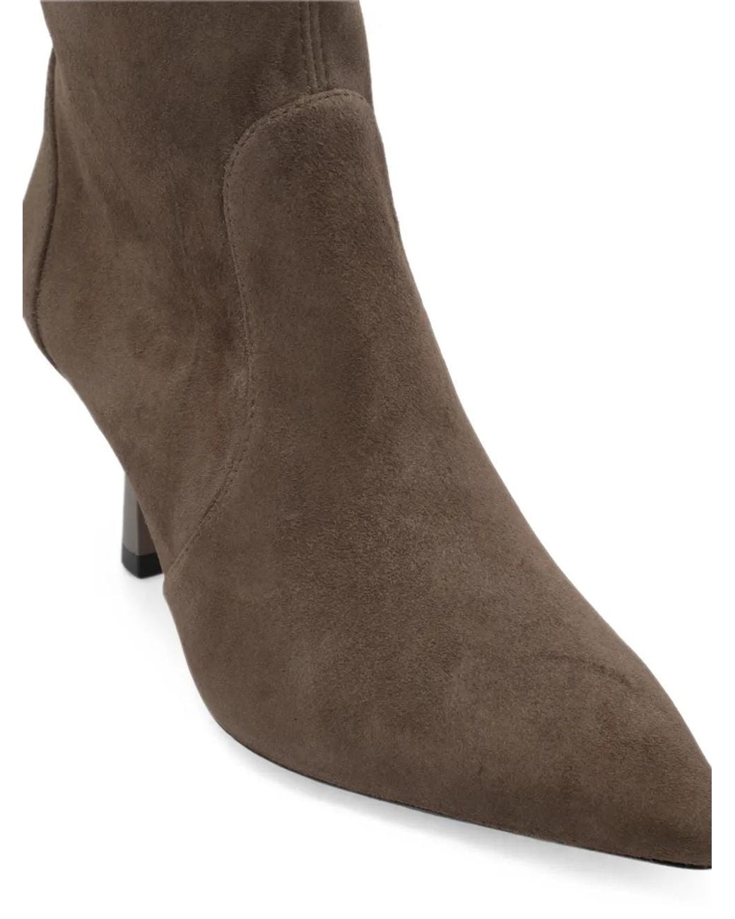 Stuart Weitzman Brown Pointed-Toe Suede Ankle Boots