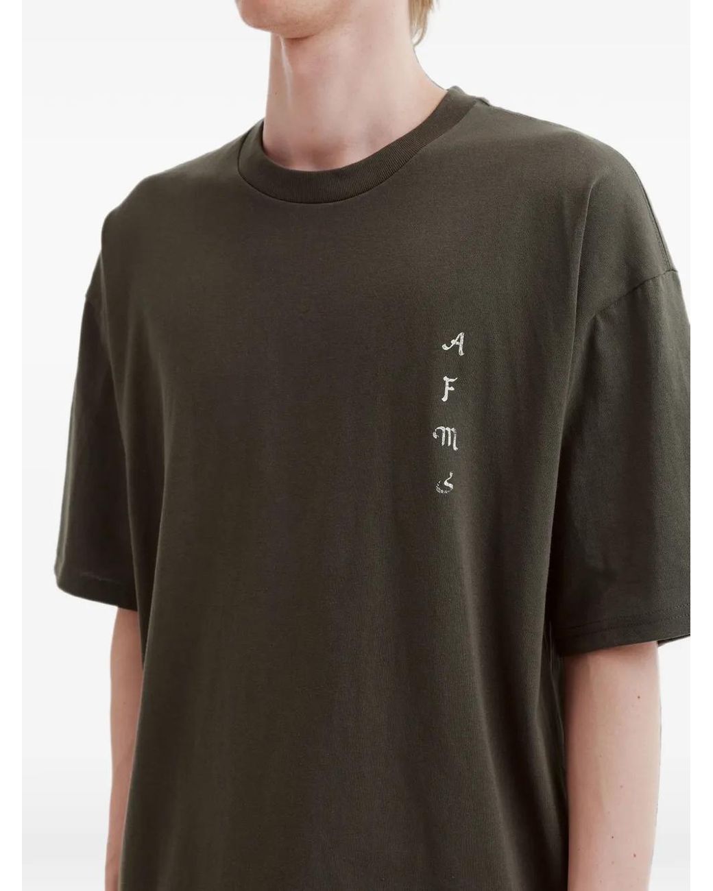 AFTERMATHS Gray Graphic-Print Cotton T-Shirt for men