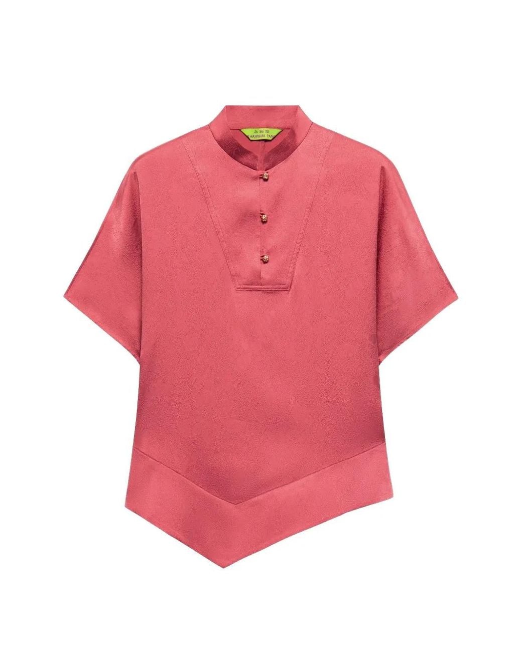 Shanghai Tang Pink Jacquard-Effect Frog-Button Top