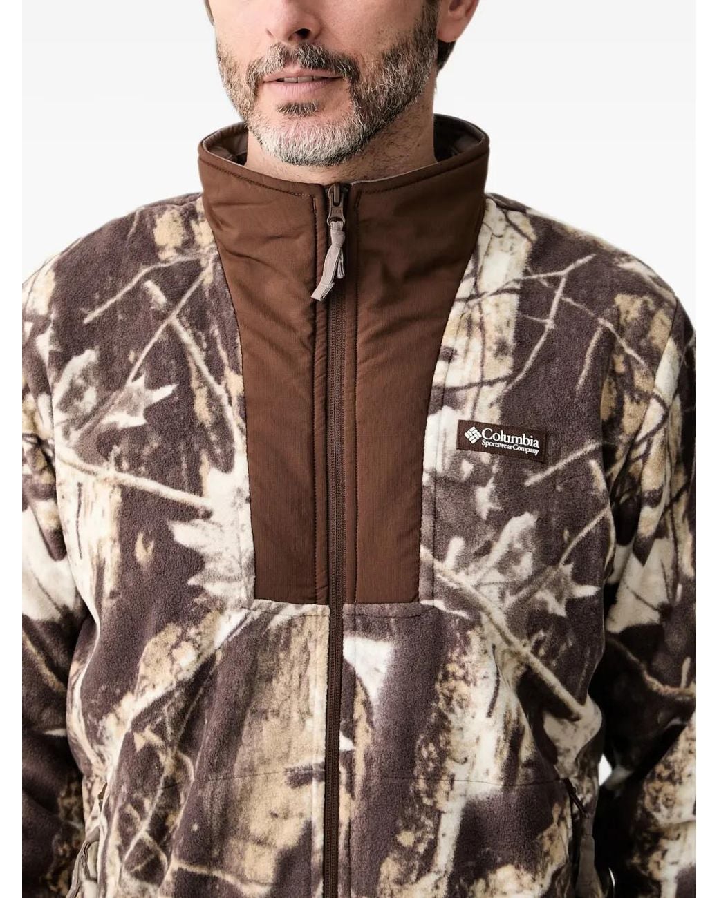 Columbia Brown Sequoia Grove Camouflage-Print Zip-Up Sweater for men