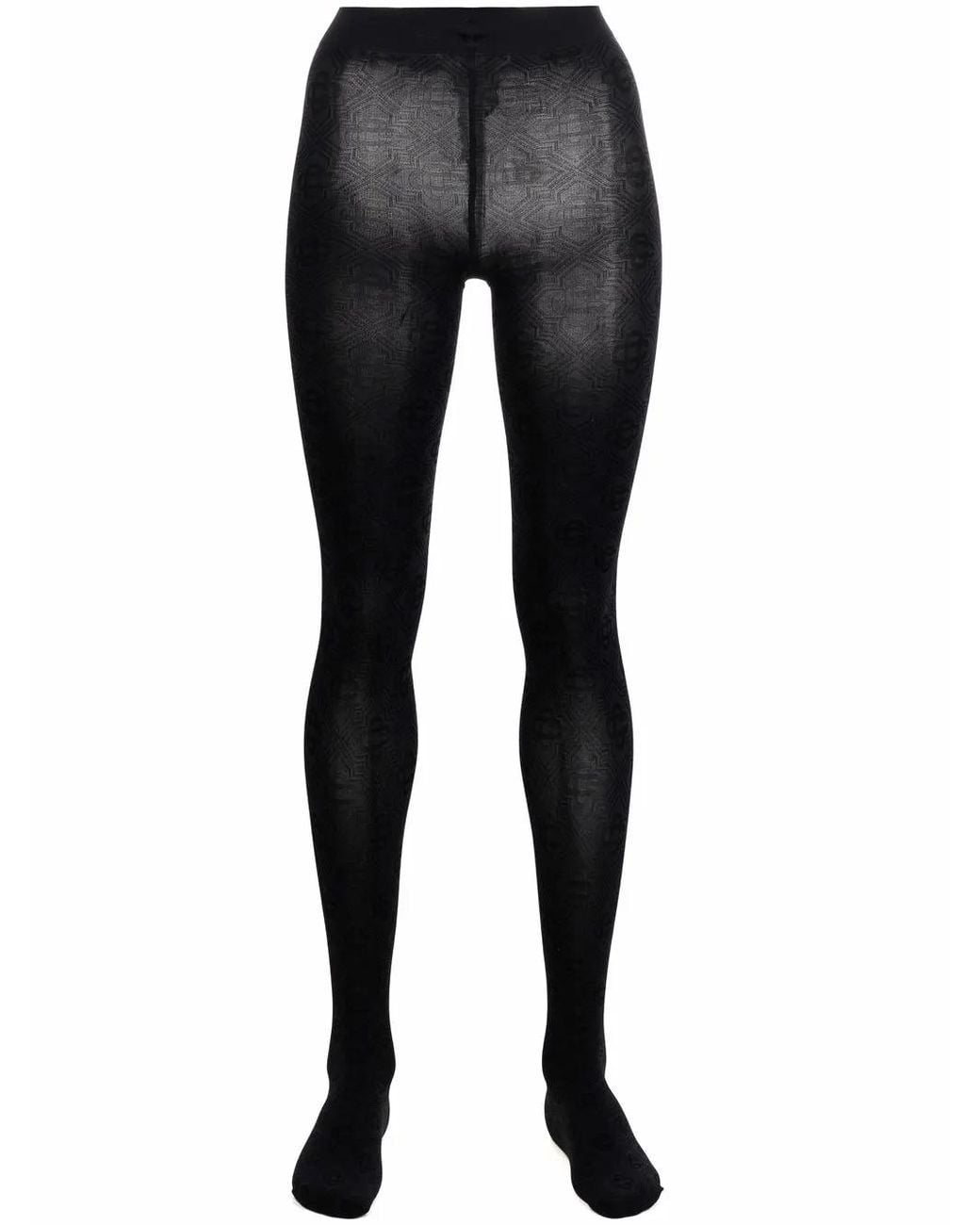 Casablanca Black Monogram Pattern Tights