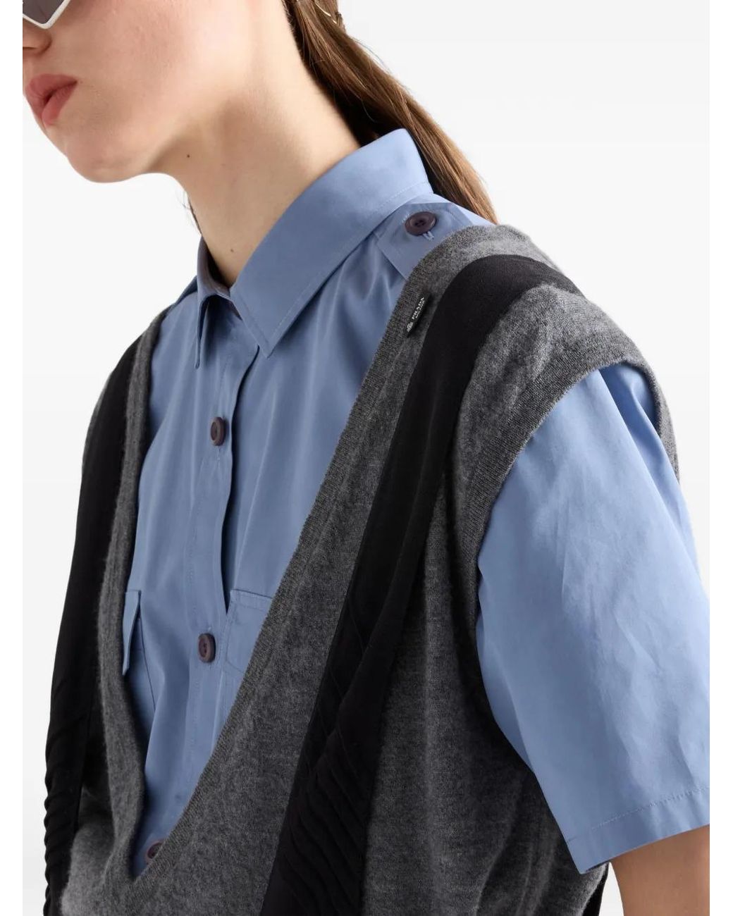 Prada Gray Cashmere V-Neck Vest