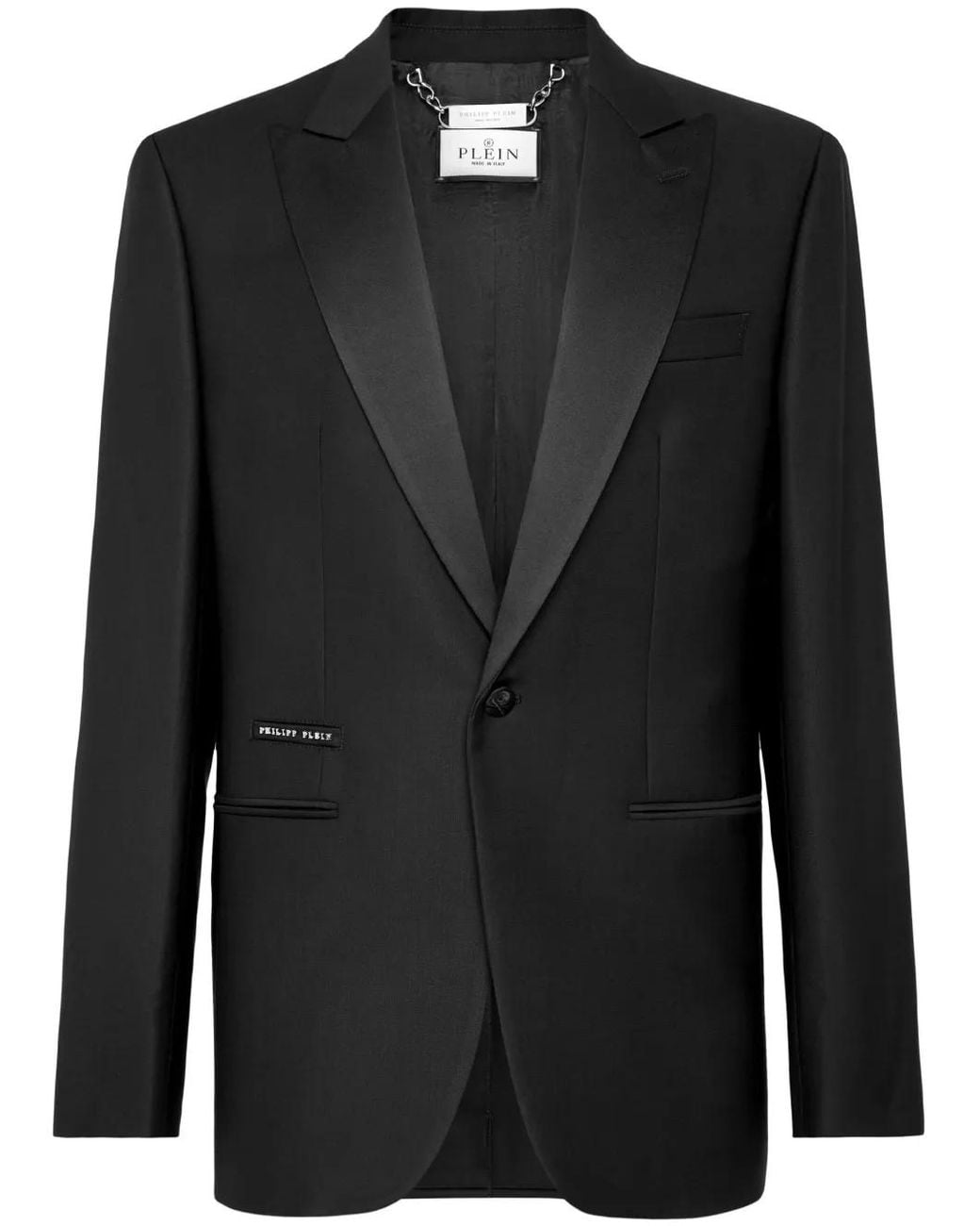 Philipp Plein Black Logo-Plaque Single-Breasted Blazer for men