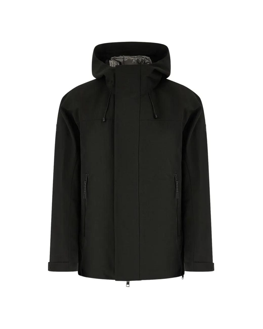 DUNO Black Hooded Reflective-Trim Jacket for men