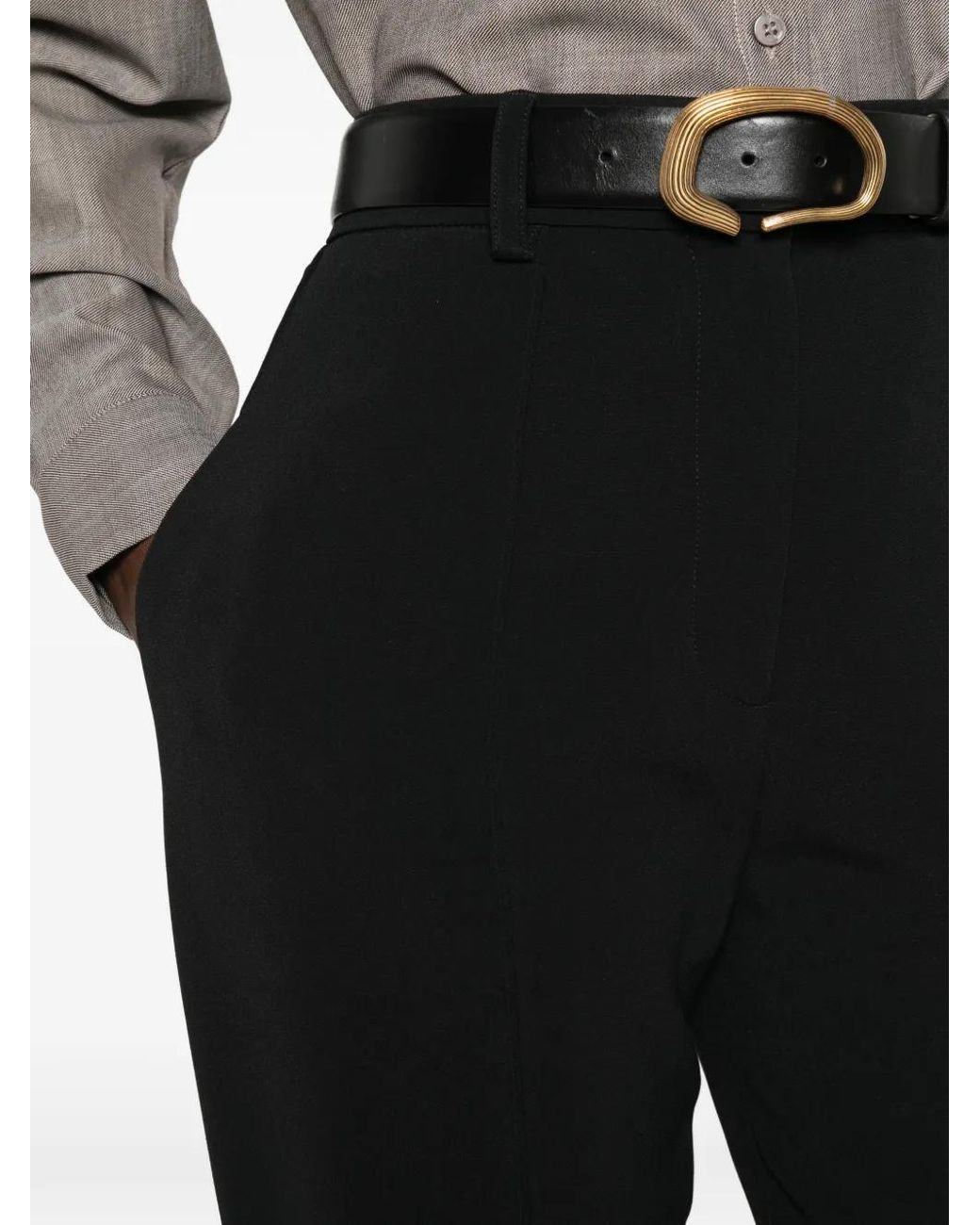 Stella McCartney Black Cady Stirrup-Cuff Tailored Trousers