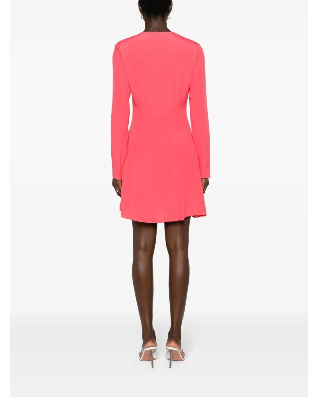 Patrizia Pepe Pink Long-Sleeve Flared Panelled Dress