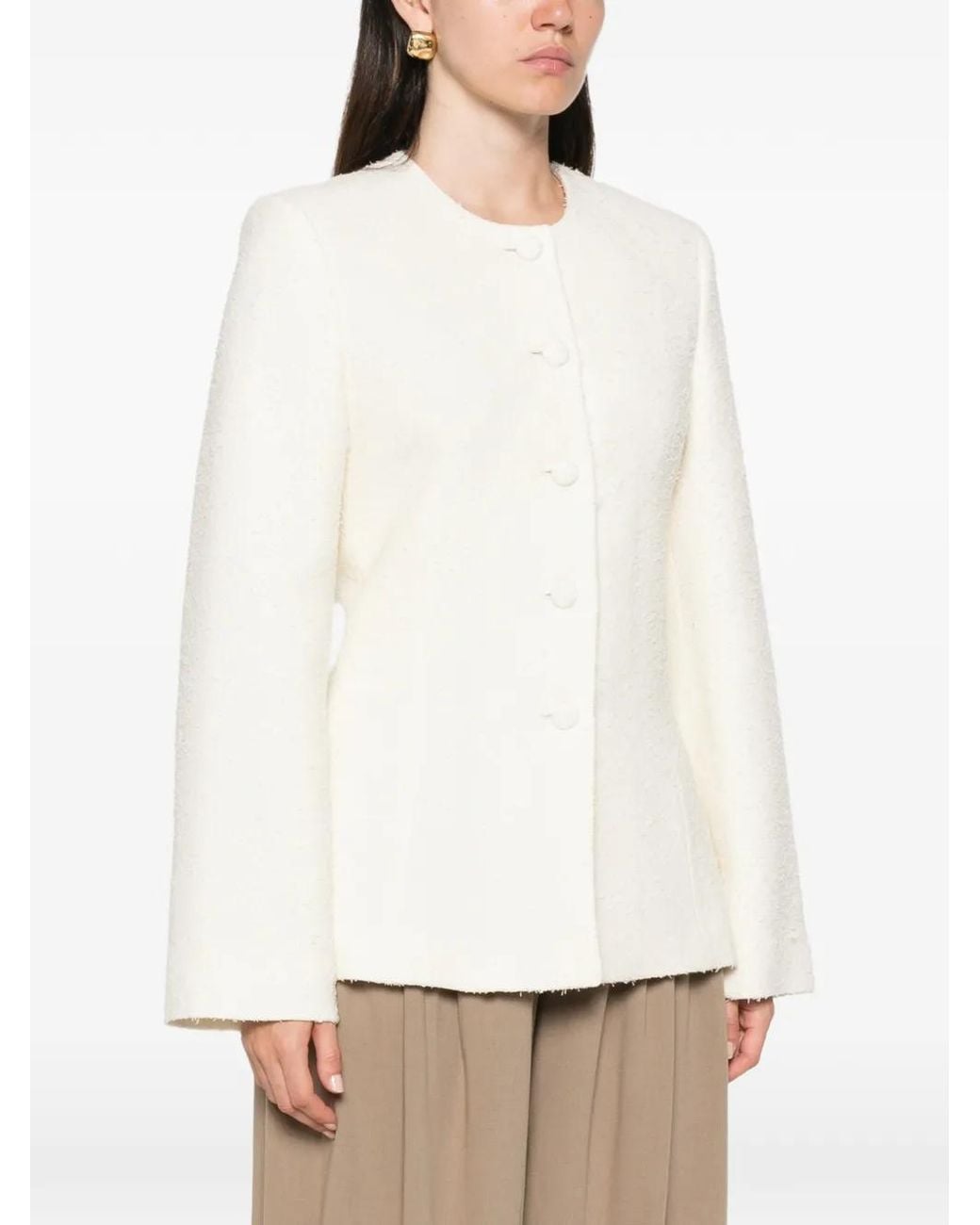 Rohe White Bouclé-Texture Single-Breasted Jacket