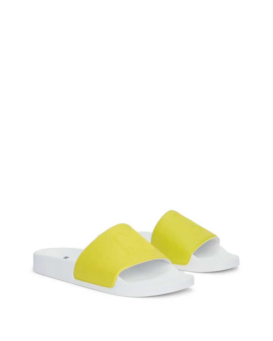 MSGM Yellow Embossed-Detail Slides for men