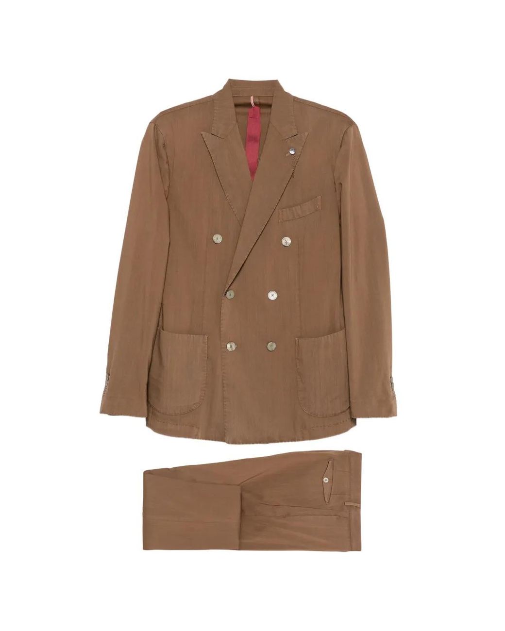 Santaniello Brown Double-Breasted Peak-Lapels Suit for men