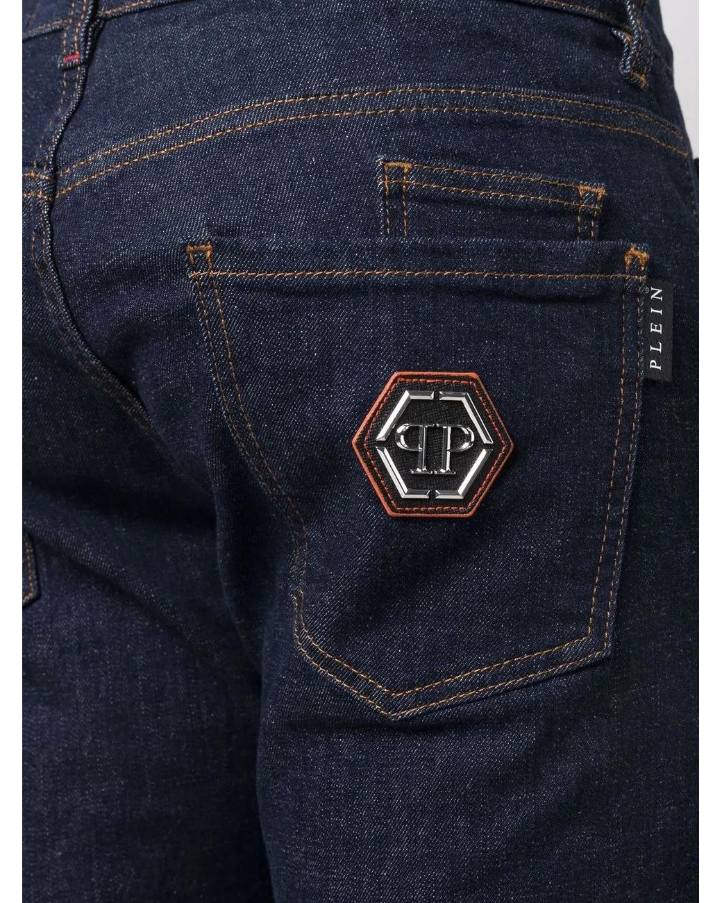 Philipp Plein Blue Iconic Plein Super-Straight Cut Jeans for men