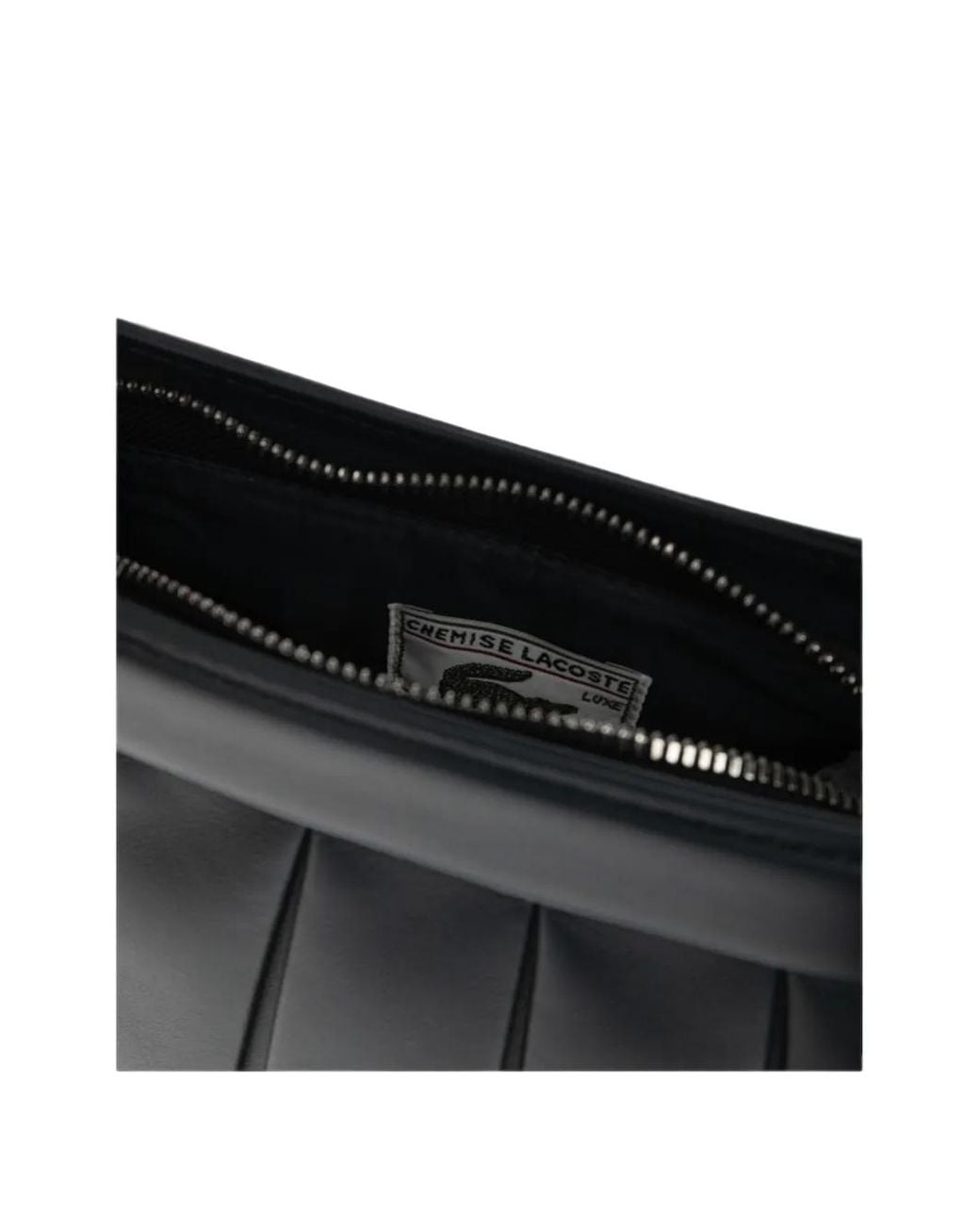 Lacoste Black H Lenglen Pleated Leather Tote Bag