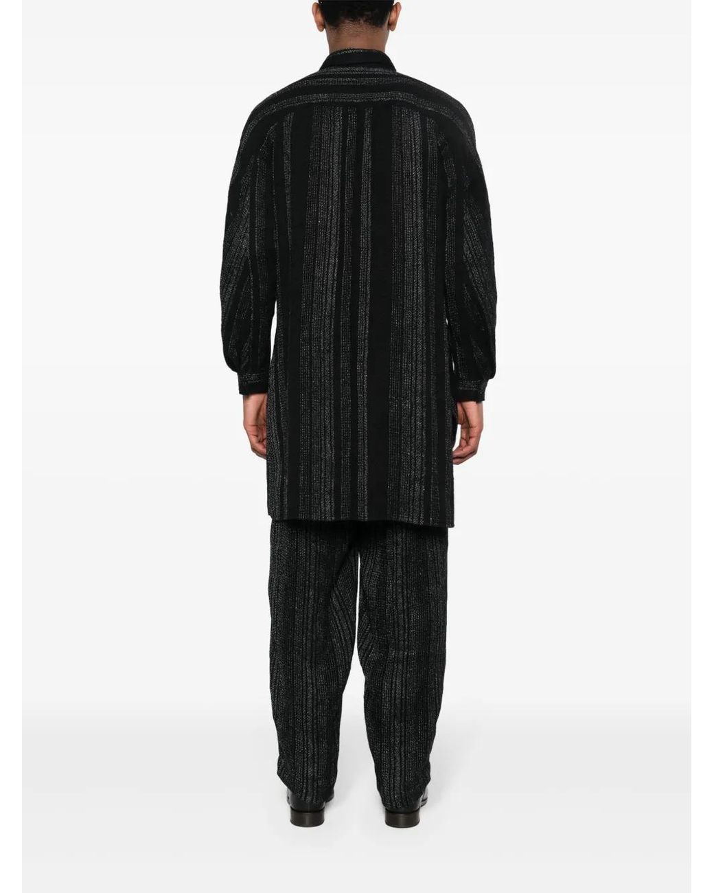 Yohji Yamamoto Black Stiped Knot-Detail Shirt for men